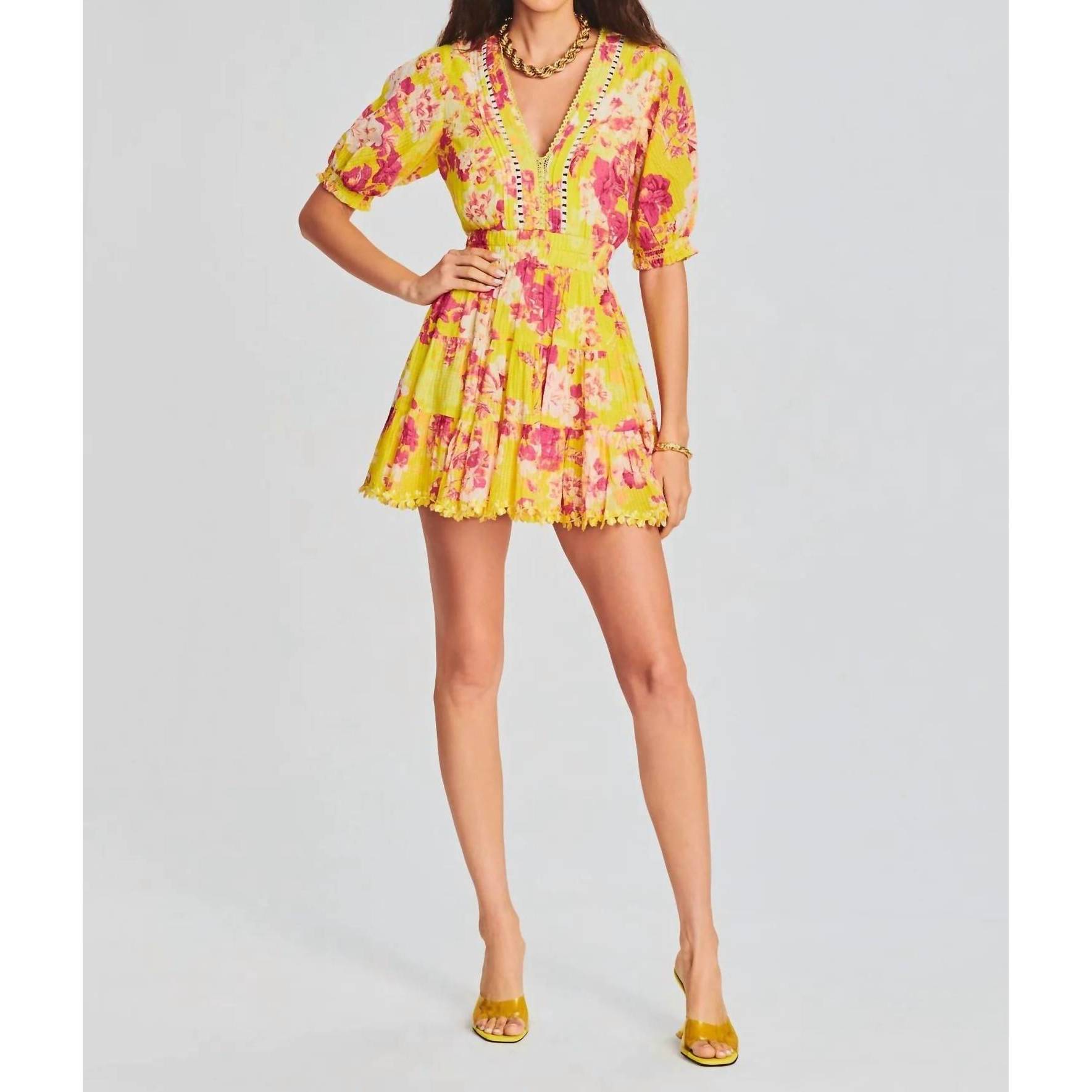New Hemant & Nandita Auril Short Dress In Yellow